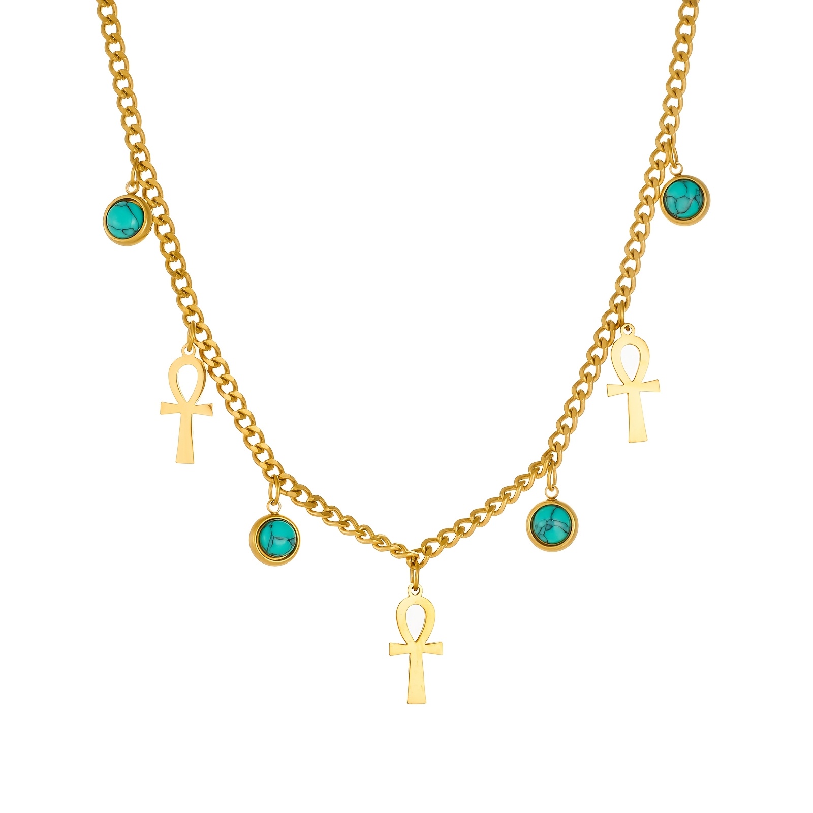 Women's 18K Gold Plated Egyptian Ankh Pendant Necklace